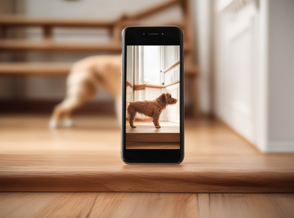 A camera propped on a shelf pointing down a hallway